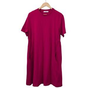 Max Mara Leisure Gaspare Cotton Jersey Stretch Midi Shift Dress Pink‎ Large